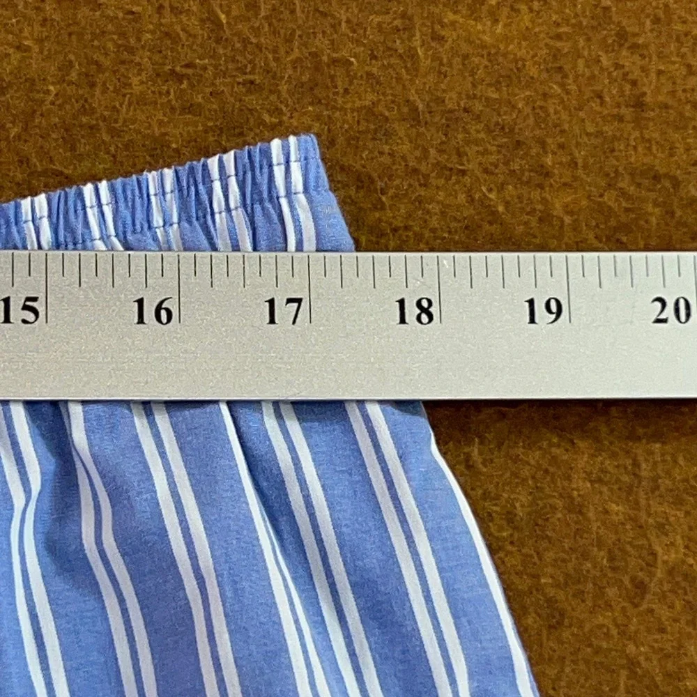 Stafford Mens Large Blue White Striped Cotton Blend Sleep Shorts New